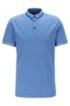 Polo shirt in stretch cotton with mesh-effect collar, Blue