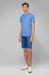 Polo shirt in stretch cotton with mesh-effect collar, Blue