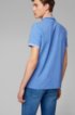 Polo shirt in stretch cotton with mesh-effect collar, Blue