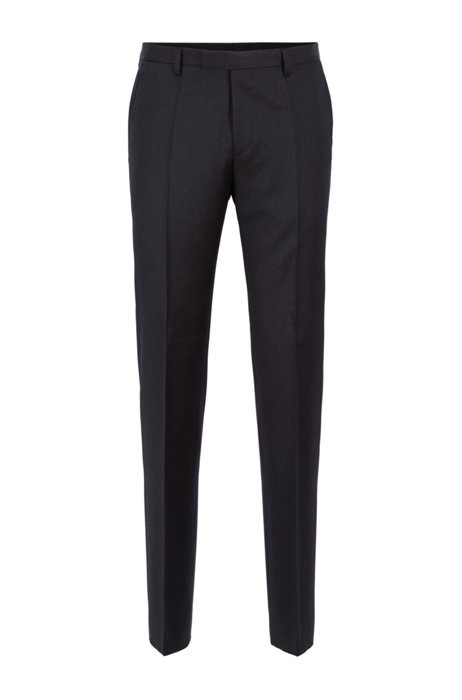 Regular-fit melange trousers in virgin wool , Dark Grey