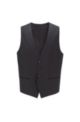Slim-fit waistcoat in melange wool with natural stretch, Black