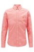 Slim-fit shirt in Oxford cotton with logo patch, Orange