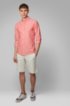 Slim-fit shirt in Oxford cotton with logo patch, Orange