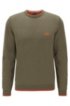 Crew-neck sweater with contrast details, Dark Green