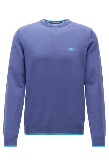 Crew-neck sweater with contrast details, Blue