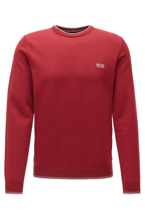 Crew-neck sweater with contrast details, Red