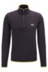 Zip-neck sweater in a cotton blend, Black