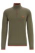 Zip-neck sweater in a cotton blend, Dark Green