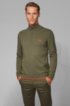 Zip-neck sweater in a cotton blend, Dark Green