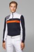 Colour-block zip-kneck sweater with water-repellent finish, Dark Blue
