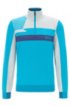 Colour-block zip-kneck sweater with water-repellent finish, Blue