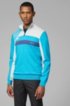Colour-block zip-kneck sweater with water-repellent finish, Blue
