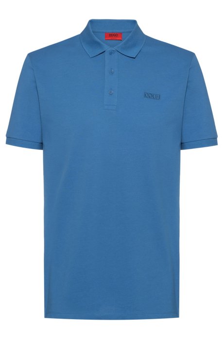 Reversed-logo polo shirt in cotton piqu&eacute;, Blue