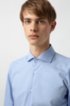 Slim-fit shirt in cotton with logo-print inner contrasts, Light Blue