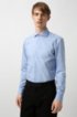 Slim-fit shirt in cotton with logo-print inner contrasts, Light Blue