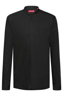 HUGO - Extra-slim-fit cotton shirt with easy-iron finishing