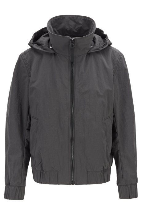 Mesh-lined jacket with packable logo hood, Dark GreyDark Grey