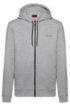 Zip-through hoodie in French terry with reversed logo, Light Grey