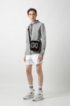 Zip-through hoodie in French terry with reversed logo, Light Grey