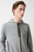 Zip-through hoodie in French terry with reversed logo, Light Grey