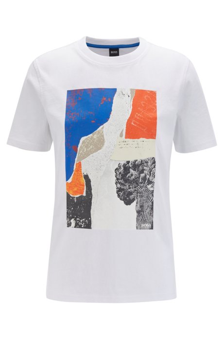 Regular-fit T-shirt with screen-printed artwork, White