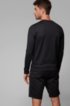 Mixed-material slim-fit sweatshirt with curved logo, Black
