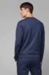 Mixed-material slim-fit sweatshirt with curved logo, Dark Blue