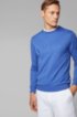 Mixed-material slim-fit sweatshirt with curved logo, Blue