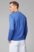 Mixed-material slim-fit sweatshirt with curved logo, Blue