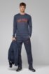 Mixed-material slim-fit sweatshirt with curved logo, Open Blue