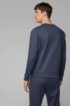 Mixed-material slim-fit sweatshirt with curved logo, Open Blue