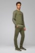 Mixed-material slim-fit sweatshirt with curved logo, Dark Green