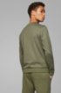 Mixed-material slim-fit sweatshirt with curved logo, Dark Green