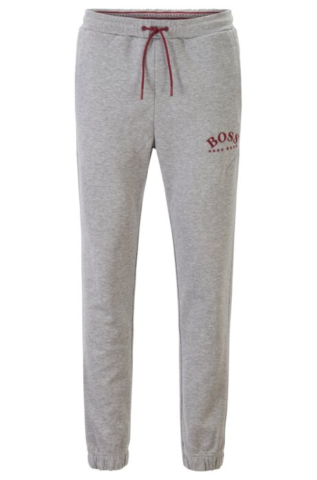 Slim-fit jogging trousers with curved logo, Light Grey