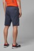 Slim-fit jogging shorts in contrast fabrics with curved logo, Dark Blue