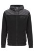 Zip-through hooded sweatshirt with curved logo, Black