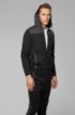 Zip-through hooded sweatshirt with curved logo, Black