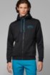 Zip-through hooded sweatshirt with curved logo, Black
