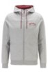 Zip-through hooded sweatshirt with curved logo, Light Grey