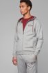 Zip-through hooded sweatshirt with curved logo, Light Grey