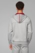 Zip-through hooded sweatshirt with curved logo, Light Grey