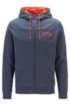 Zip-through hooded sweatshirt with curved logo, Blue