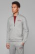 Zip-through sweatshirt in contrast fabrics with curved logo, Light Grey