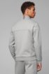 Zip-through sweatshirt in contrast fabrics with curved logo, Light Grey