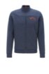 Zip-through sweatshirt in contrast fabrics with curved logo, Open Blue