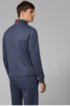 Zip-through sweatshirt in contrast fabrics with curved logo, Open Blue