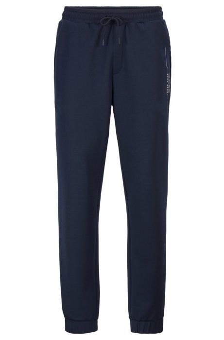 Slim-fit jogging trousers with logo artwork, Dark Blue