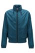 Water-repellent blouson jacket with packable hood, Blue