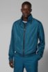 Water-repellent blouson jacket with packable hood, Blue