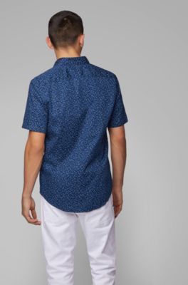 hugo boss blue short sleeve shirt